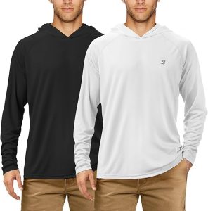 Roadbox UPF 50+ Fishing Shirts for Men, Long Sleeve UV Sun Protection Hoodie, Outdoor Hiking Running Swimming Rash Guard